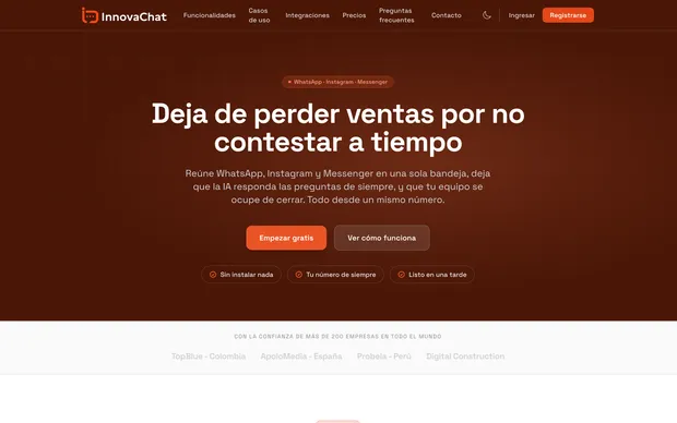 Portada de InnovaChat con WhatsApp, Instagram y Messenger unificados en una bandeja